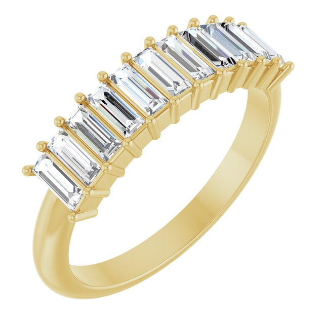 14K Gold Straight Baguette Natural Diamond Eleven-Stone Anniversary Band – 1/2–3/4 CTW - Yellow Gold