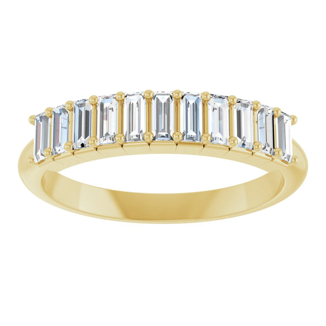 14K Gold Straight Baguette Natural Diamond Eleven-Stone Anniversary Band – 1/2–3/4 CTW - Yellow Gold - view 3
