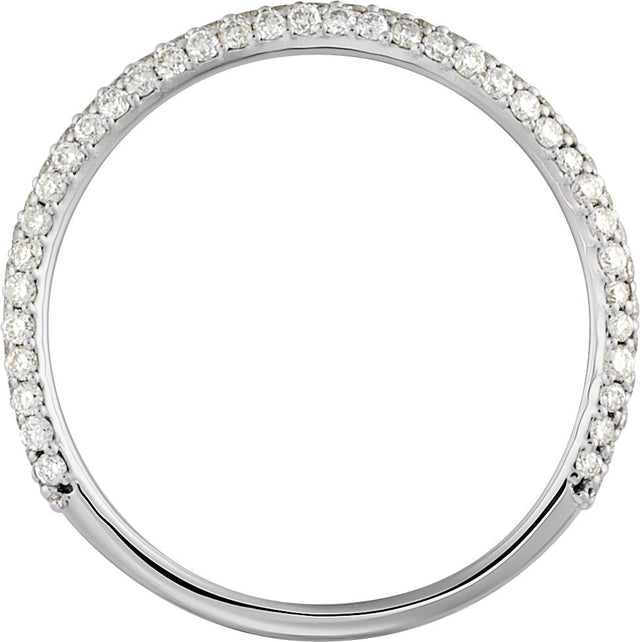 14K Gold Round Natural Diamond Pavé-Style Anniversary Band – 3/8 CTW - view 2
