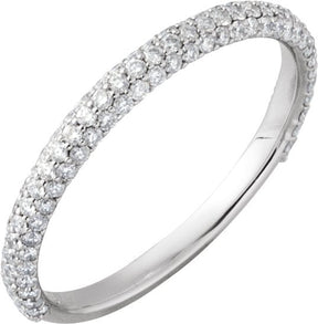 14K Gold Round Natural Diamond Pavé-Style Anniversary Band – 3/8 CTW