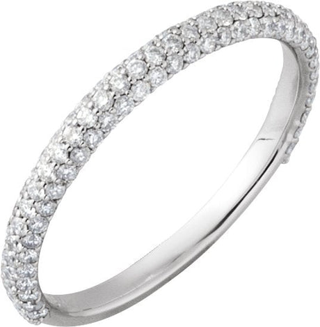 14K Gold Round Natural Diamond Pavé-Style Anniversary Band – 3/8 CTW