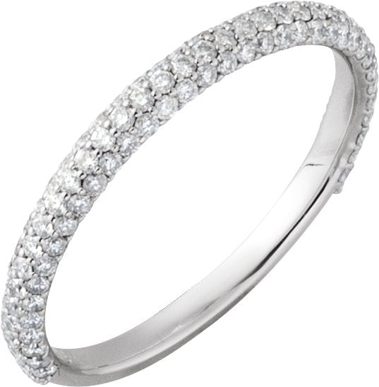 14K Gold Round Natural Diamond Pavé-Style Anniversary Band – 3/8 CTW
