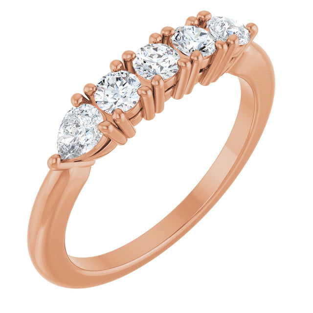 14K Gold Round Natural Diamond Anniversary Band - 3/8-9/10 CTW - Rose Gold