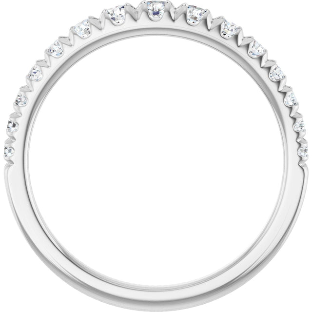 14K Gold Round Lab-Grown Diamond French-Set Graduated Anniversary Band - 3/8-3/4 CTW - White Gold - view 2