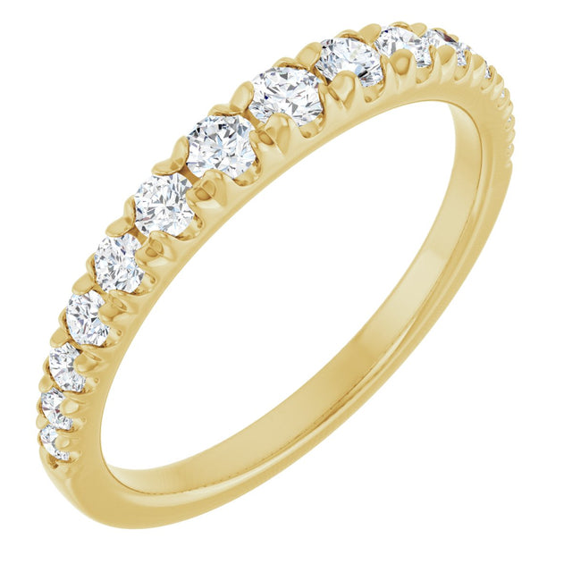 14K Gold Round Natural Diamond French-Set Graduated Anniversary Band - 1/2-3/4 CTW - Yellow Gold