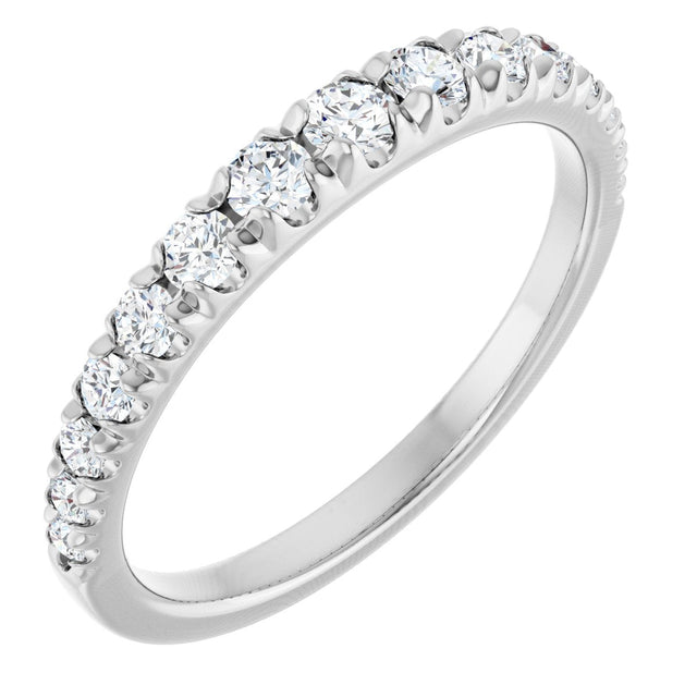 Platinum Round Lab-Grown Diamond French-Set Graduated Anniversary Band - 3/8-3/4 CTW