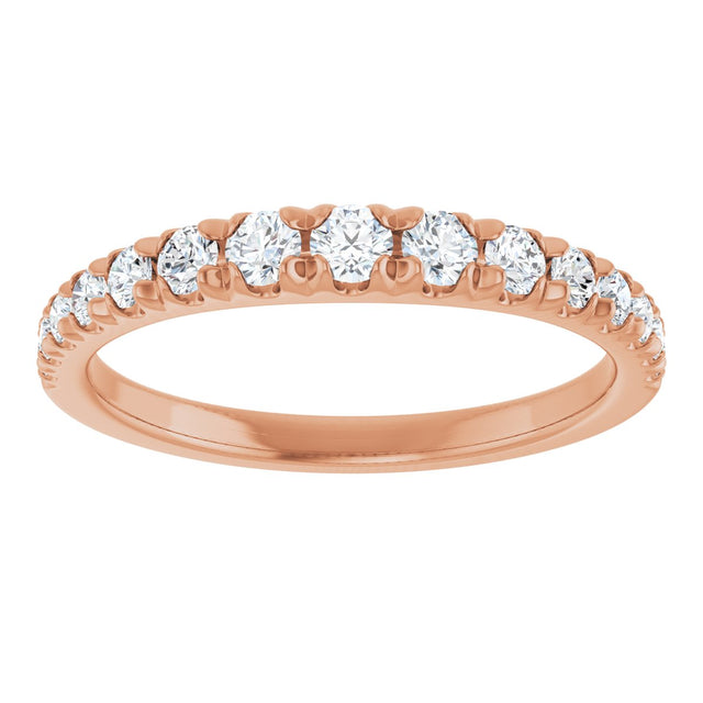 14K Gold Round Lab-Grown Diamond French-Set Graduated Anniversary Band - 3/8-3/4 CTW - Rose Gold - view 3