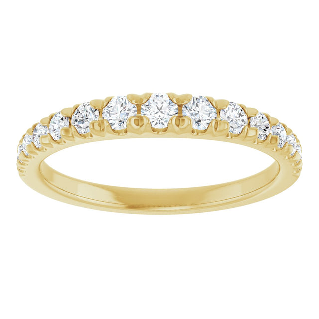 14K Gold Round Lab-Grown Diamond French-Set Graduated Anniversary Band - 3/8-3/4 CTW - Yellow Gold - view 3