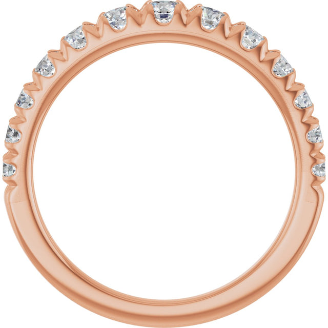 14K Gold Round Lab-Grown Diamond French-Set Graduated Anniversary Band - 3/8-3/4 CTW - Rose Gold - view 2
