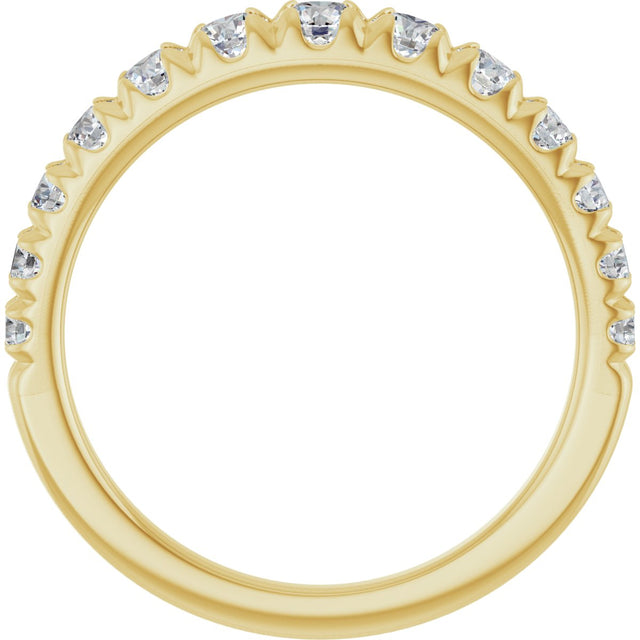 14K Gold Round Lab-Grown Diamond French-Set Graduated Anniversary Band - 3/8-3/4 CTW - Yellow Gold - view 2