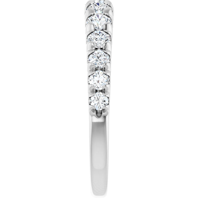 14K Gold Round Lab-Grown Diamond French-Set Graduated Anniversary Band - 3/8-3/4 CTW - White Gold - view 4