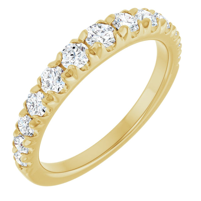 14K Gold Round Lab-Grown Diamond French-Set Graduated Anniversary Band - 3/8-3/4 CTW - Yellow Gold