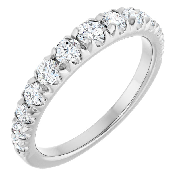 Platinum Round Lab-Grown Diamond French-Set Graduated Anniversary Band - 3/8-3/4 CTW