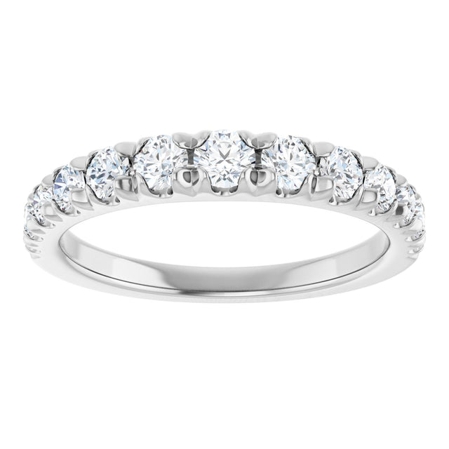 14K Gold Round Lab-Grown Diamond French-Set Graduated Anniversary Band - 3/8-3/4 CTW - White Gold - view 3