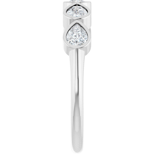 14K Gold Pear Lab-Grown Diamond Bezel-Set Five-Stone Anniversary Band - 4x3mm Stones - White Gold - view 4
