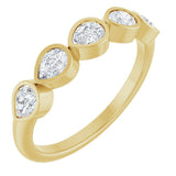 14K Gold Pear Lab-Grown Diamond Bezel-Set Five-Stone Anniversary Band - 4x3mm Stones - Yellow Gold