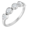 Platinum Pear Natural Diamond Bezel-Set Five-Stone Anniversary Band - 4x3mm Stones