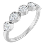 Platinum Pear Natural Diamond Bezel-Set Five-Stone Anniversary Band - 4x3mm Stones