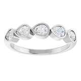 14K Gold Pear Natural Diamond Bezel-Set Five-Stone Anniversary Band - 4x3mm Stones - White Gold - view 3