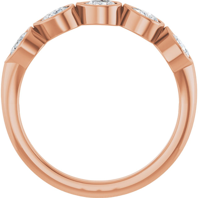 14K Gold Pear Lab-Grown Diamond Bezel-Set Five-Stone Anniversary Band - 4x3mm Stones - Rose Gold - view 2