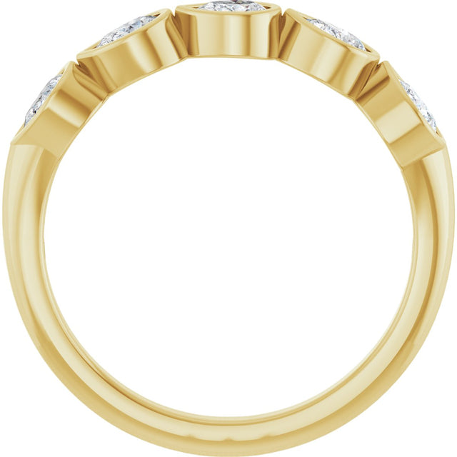 14K Gold Pear Lab-Grown Diamond Bezel-Set Five-Stone Anniversary Band - 4x3mm Stones - Yellow Gold - view 2
