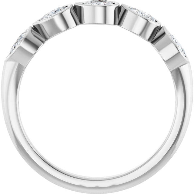 Platinum Pear Natural Diamond Bezel-Set Five-Stone Anniversary Band - 4x3mm Stones - view 2