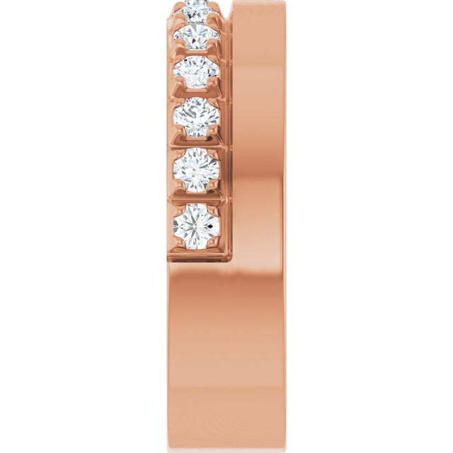 14K Gold Round Lab-Grown Diamond Single Sided Stepped-Edge Anniversary Band – 2.5 mm Stones - Rose Gold - view 4