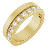 14K Gold Round Lab-Grown Diamond Single Sided Stepped-Edge Anniversary Band – 2.5 mm Stones - Yellow Gold