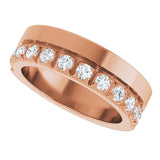14K Gold Round Lab-Grown Diamond Single Sided Stepped-Edge Anniversary Band – 2.5 mm Stones - Rose Gold - view 5