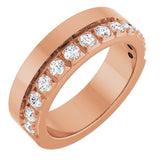 14K Gold Round Lab-Grown Diamond Single Sided Stepped-Edge Anniversary Band – 2.5 mm Stones - Rose Gold