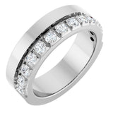14K Gold Round Lab-Grown Diamond Single Sided Stepped-Edge Anniversary Band – 2.5 mm Stones - White Gold