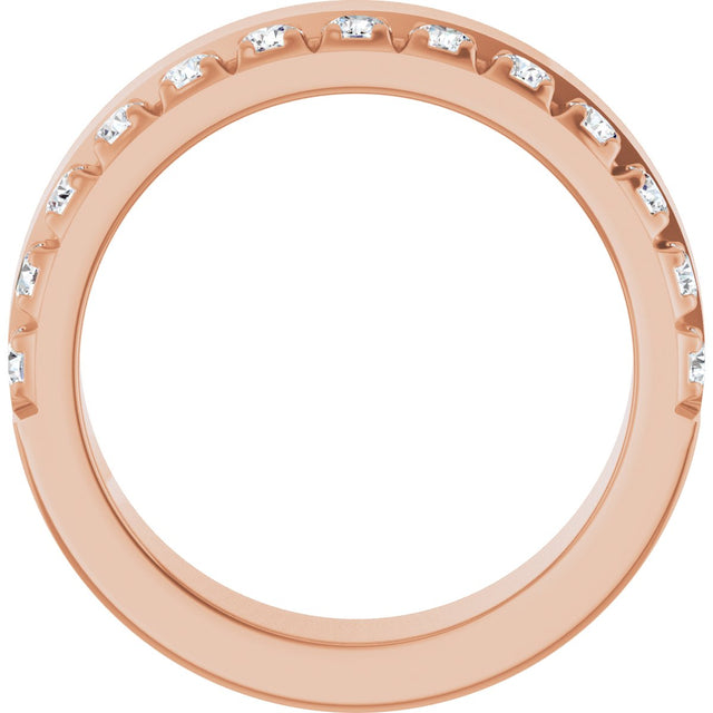 14K Gold Round Lab-Grown Diamond Single Sided Stepped-Edge Anniversary Band – 2.5 mm Stones - Rose Gold - view 2