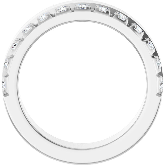 14K Gold Round Natural Diamond Single Sided Stepped-Edge Anniversary Band – 2.5 mm Stones - White Gold - view 2