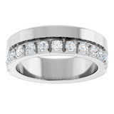 14K Gold Round Lab-Grown Diamond Single Sided Stepped-Edge Anniversary Band – 2.5 mm Stones - White Gold - view 3