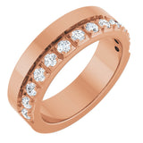 14K Gold Round Lab-Grown Diamond Single Sided Stepped-Edge Anniversary Band – 2.5 mm Stones - Rose Gold