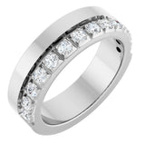 14K Gold Round Lab-Grown Diamond Single Sided Stepped-Edge Anniversary Band – 2.5 mm Stones - White Gold