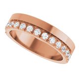 14K Gold Round Lab-Grown Diamond Single Sided Stepped-Edge Anniversary Band – 3 mm Stones (1 1/3 CTW) - Rose Gold - view 5