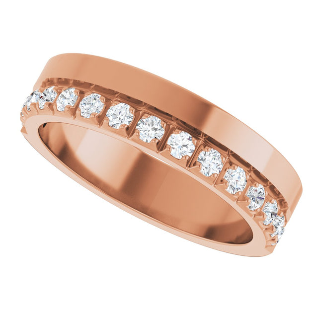 14K Gold Round Lab-Grown Diamond Single Sided Stepped-Edge Anniversary Band – 3 mm Stones (1 1/3 CTW) - Rose Gold - view 5