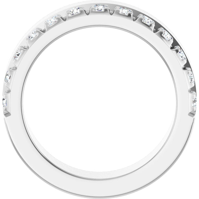 14K Gold Round Natural Diamond Single Sided Stepped-Edge Anniversary Band – 2.5 mm Stones - White Gold - view 2