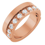 14K Gold Round Lab-Grown Diamond Single Sided Stepped-Edge Anniversary Band – 3 mm Stones - Rose Gold