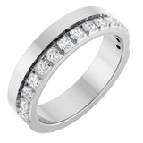 14K Gold Round Lab-Grown Diamond Single Sided Stepped-Edge Anniversary Band – 2.5 mm Stones - White Gold