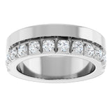 14K Gold Round Natural Diamond Single Sided Stepped-Edge Anniversary Band – 2.5 mm Stones - White Gold - view 3
