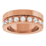 14K Gold Round Lab-Grown Diamond Single Sided Stepped-Edge Anniversary Band – 2.5 mm Stones - Rose Gold - view 3