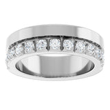 14K Gold Round Lab-Grown Diamond Single Sided Stepped-Edge Anniversary Band – 2.5 mm Stones - White Gold - view 3