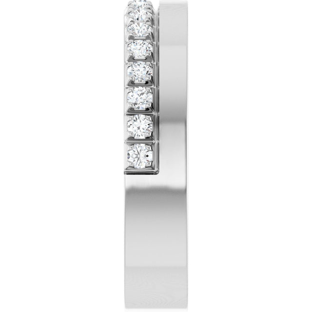 14K Gold Round Lab-Grown Diamond Single Sided Stepped-Edge Anniversary Band – 2.5 mm Stones (1 CTW) - White Gold - view 4