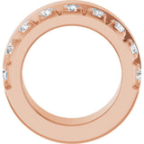 14K Gold Round Lab-Grown Diamond Single Sided Stepped-Edge Anniversary Band – 3 mm Stones - Rose Gold - view 2