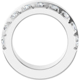 14K Gold Round Lab-Grown Diamond Single Sided Stepped-Edge Anniversary Band – 3 mm Stones - White Gold - view 2