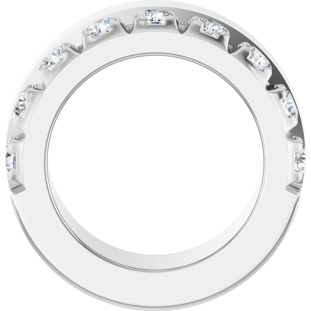 14K Gold Round Lab-Grown Diamond Single Sided Stepped-Edge Anniversary Band – 3 mm Stones - White Gold - view 2