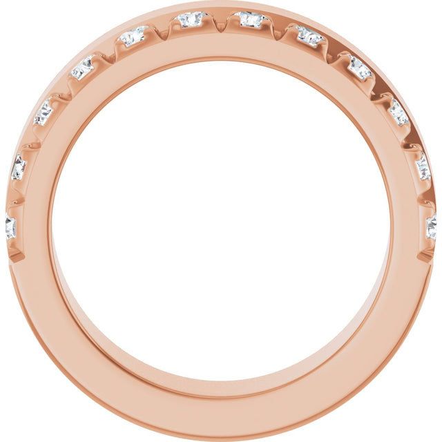 14K Gold Round Lab-Grown Diamond Single Sided Stepped-Edge Anniversary Band – 2.5 mm Stones - Rose Gold - view 2