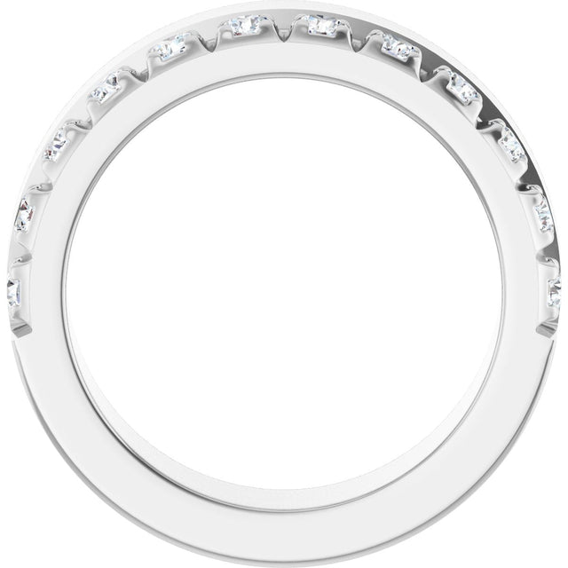 14K Gold Round Lab-Grown Diamond Single Sided Stepped-Edge Anniversary Band – 2.5 mm Stones - White Gold - view 2